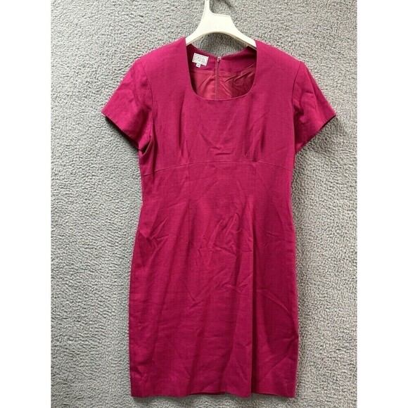 Casual Corner Dress womens 14 Pink Linen Blend Short Sleeve Lined Breathable USA - Picture 4 of 14